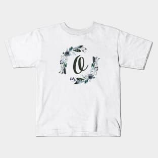 Floral Monogram O Dark Bohemian Flora Kids T-Shirt